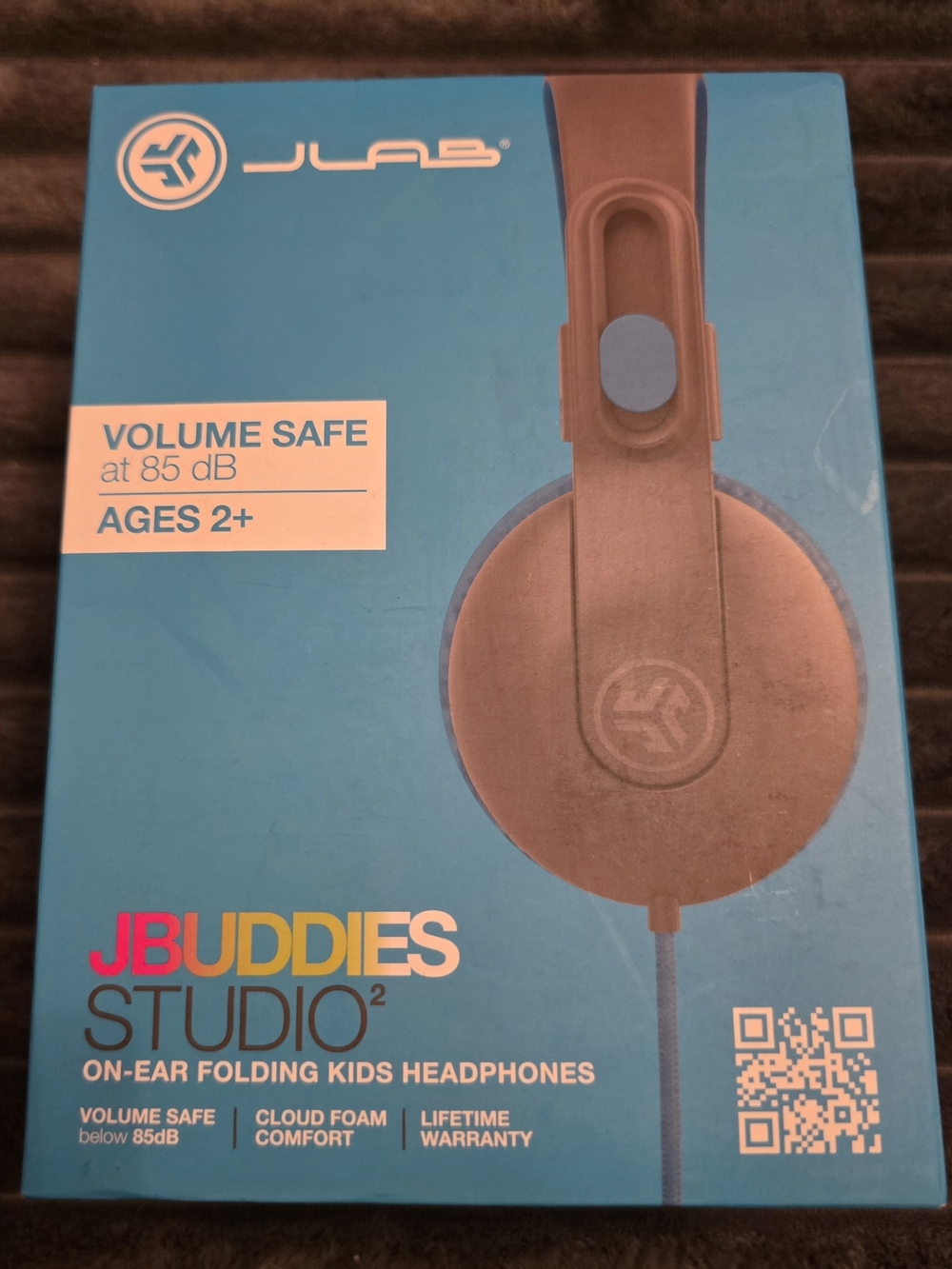 ​JLab JBuddies Studio 2 Kids Wired On-Ear Headphones Volume Safe Blue/Gray New